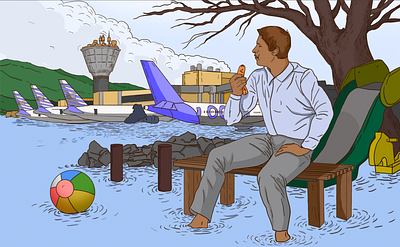 Abandoned airport animation illustration