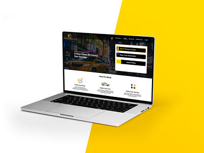 Cab Booking Website Design Mockup For Horeca Cab Services 3d animation book booking cab horeca quarec rentals responsive ui ux weekly cab yellow