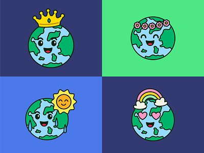 Earth Emoticon branding design earth flat graphic design icon illustration logo mascot ui vector