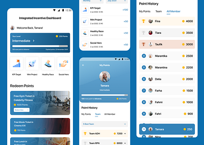 Integrated Incentive Dashboard blue dashboard design mobile point ui ux