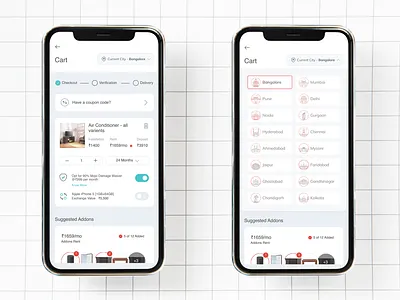 City Selector RentoMojo UI/UX cart cart mobile city design designer dribbble dropdown mobile design mobile ui ux mravinash product design selector uiux