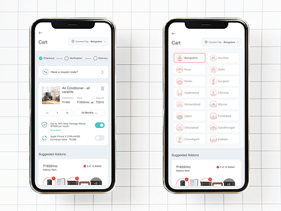 City Selector RentoMojo UI/UX cart cart mobile city design designer dribbble dropdown mobile design mobile ui ux mravinash product design selector uiux