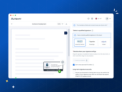 Autenti - Autenti Classic autenti choice contract creator design document drag drop process project qes select sidebar sign signature ui ux visualization