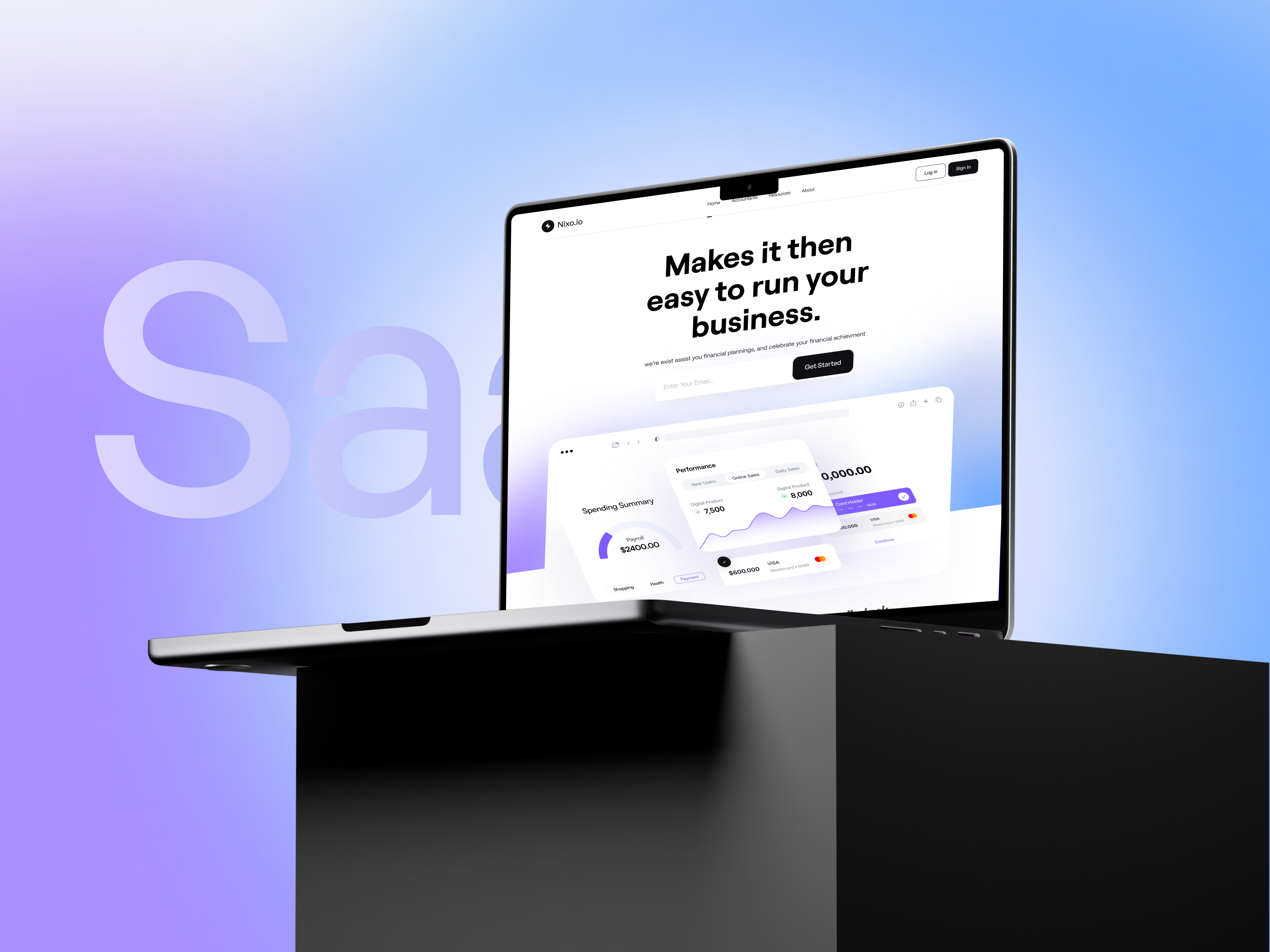 Saas Landing Page - Nixo.io best saas product business finance financial website fintech minimal design saas saas header saas landing page saas product saas project saas ui saas web saas website design ui ui design ui saas resources uiux web design web resources