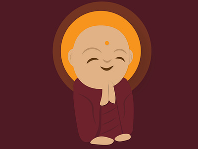 Buddhist Monk Vector Illustration ads buddha buddhism character company design face gautam graphic design illustration monk namaste peace religion smiley vector