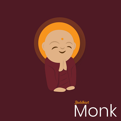 Buddhist Monk Vector Illustration ads buddha buddhism character company design face gautam graphic design illustration monk namaste peace religion smiley vector