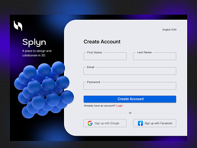 Sign up page #001 3d branding design signup ui ux