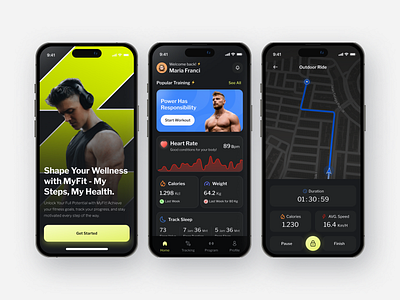 MyFit - Mobile Application 3d animation app application branding design figma fitness graphic design gym illustration logo minimal mobile design mobile ui mobileapp motion graphics ui uiuxdesign ux