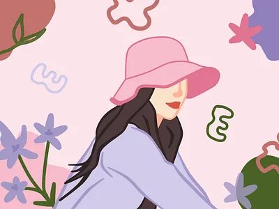 Pretty Girl With Floral Background Vol. 2 design floral floral illustration floral shape girl illustration girl vector graphic design illustration illustration vector vector