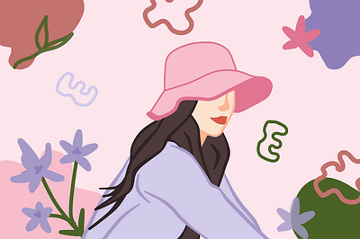 Pretty Girl With Floral Background Vol. 2 design floral floral illustration floral shape girl illustration girl vector graphic design illustration illustration vector vector