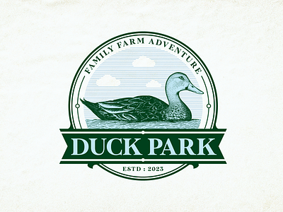 Duck Park Logo Design 2d design branding design duck duck hand drawn logo duck logo duck vintage logo graphic design hand drawn logo illustration logo vector vintage