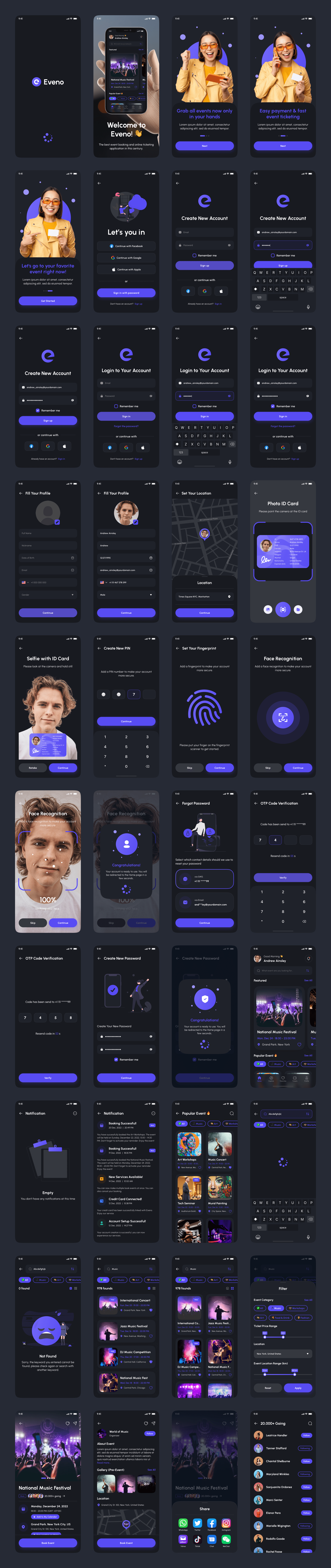 Example of Event Booking App UI Kit
