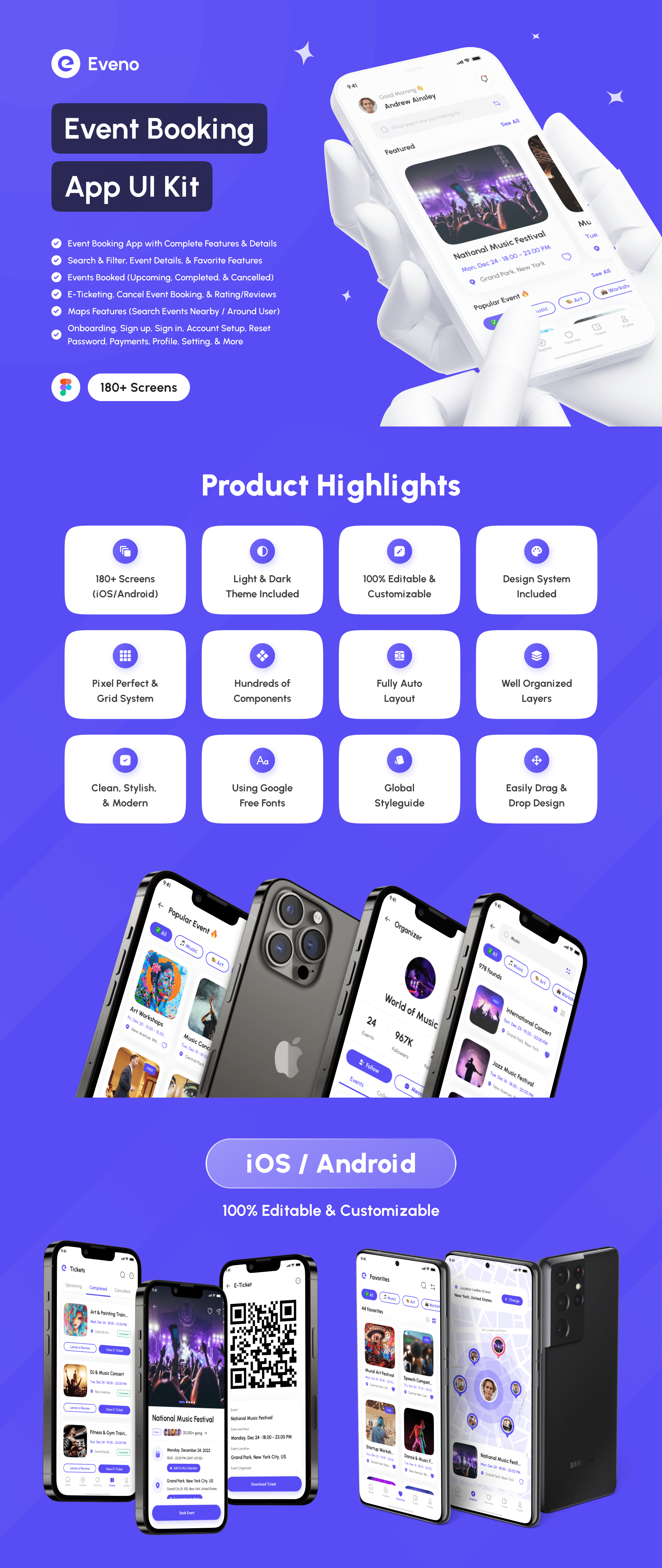 Example of Event Booking App UI Kit
