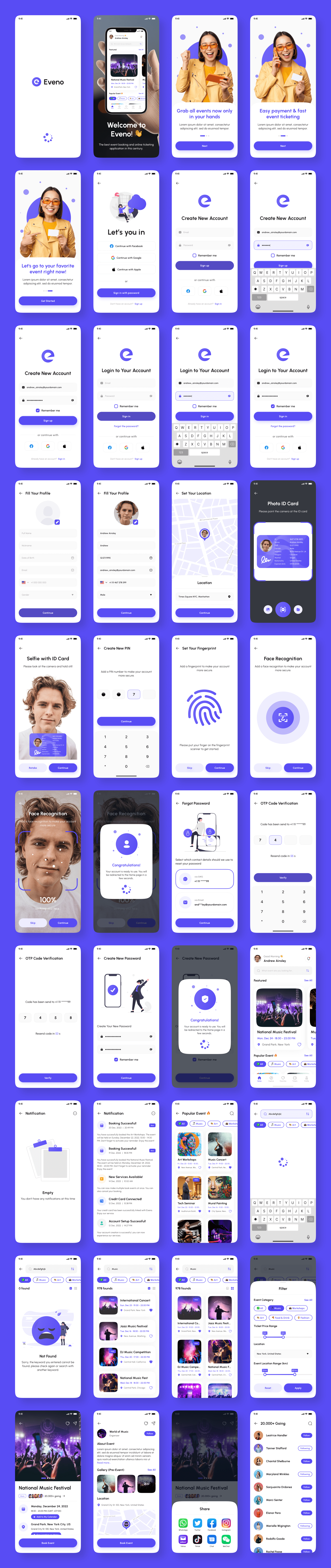 Example of Event Booking App UI Kit