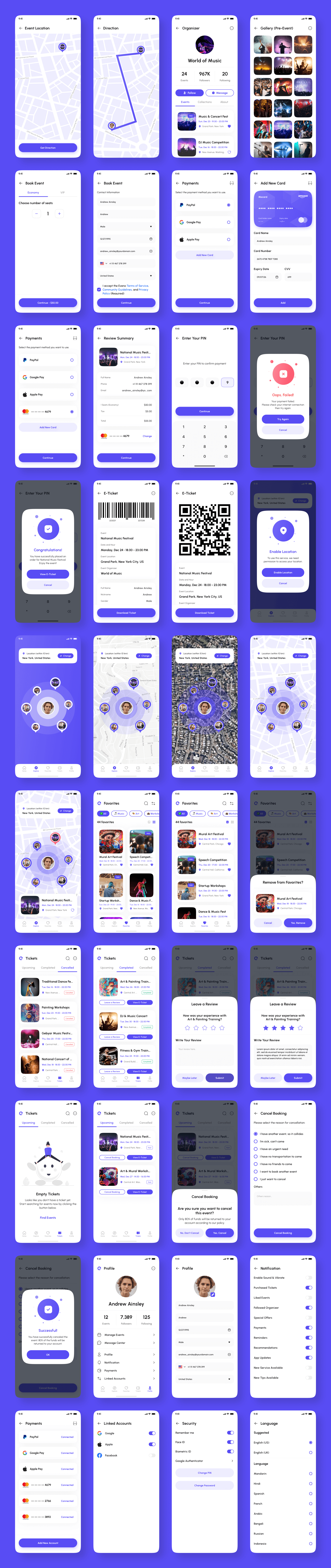 Example of Event Booking App UI Kit