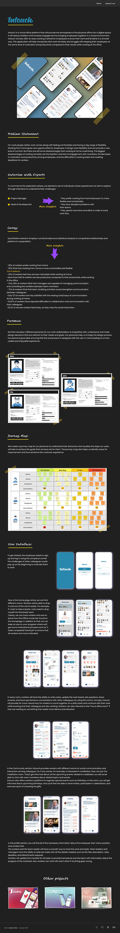 Intouch is a virtual office platform ui