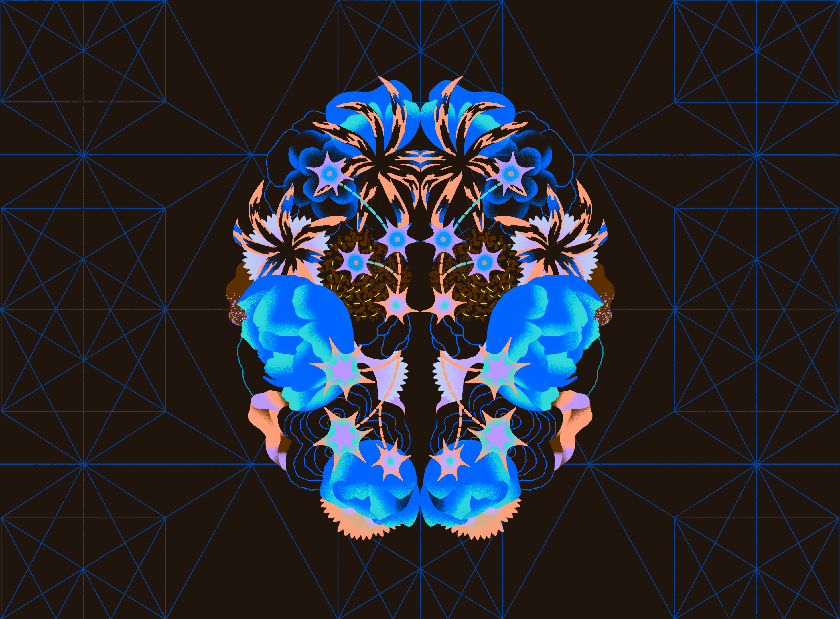 Psychedelic treatments are speeding towards approval biology science brain editorial flowers illustration neurons pattern psychadelic texture