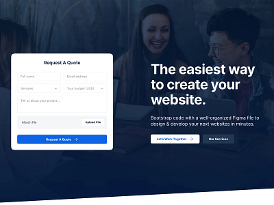 'Request A Quote' Web Design 💼 bootstrap figma freelancedesign moderndesign requestaquote serviceproviders uiux userfriendly webdesign webdevelopment