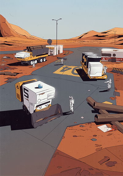 MARGE Comic Cover Illustrations base car comic illustration mars rover shuttle space vehicle