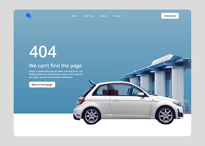 404 Page Design Concept 404 404 error 404 page blue car lending car website illustration landing page minimlist modern ui ux webdesign website design