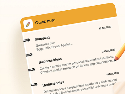 Daily UI - Notes Widget app daily ui design ios minimal neumorphism notes notes widget ui ux