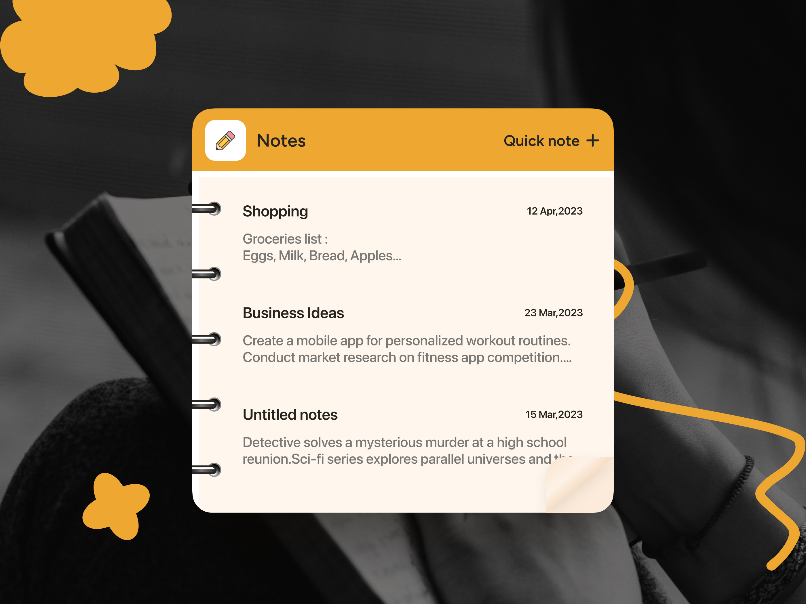 Daily UI - Notes Widget by Pavithran N on Dribbble