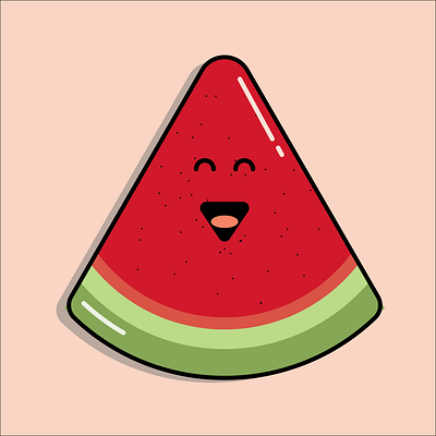 Smilling Watermelon basic buah cartoon emoticon fresh fruit graphic design grocery happy illustrator logo palestina pasar segar semangka senang smilling watermelon