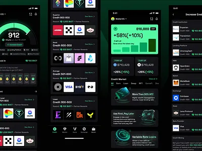 Cryptocurrency betting app, credit homepage, market, credit sco ui