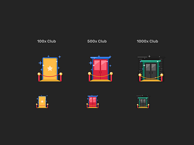 Colored icons for a game project #3 achievements awards club design enter figma figmadesign gate icon icondesign iconography icons iconset illustration sketch ui vector vip