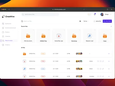 Files/Folders Module ai dashboard design file folder module ui
