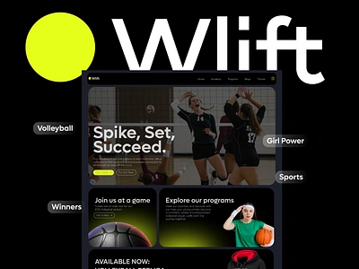 Wlift : Women Volleyball Sports Website. sports tennis ui volleyball website design