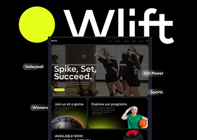 Wlift : Women Volleyball Sports Website. sports tennis ui volleyball website design