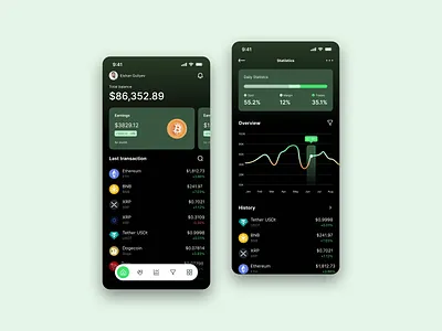 Crypto manage application app bitcoin cyrpto ui ux