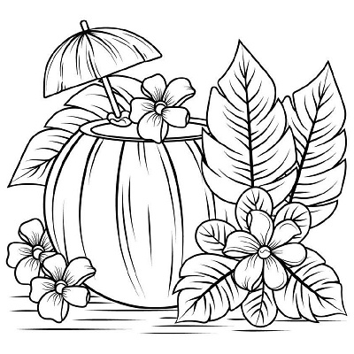 Coconut Coloring Page for Kids adult coloring book coconut coconut coloring pages coloring book coloring book for adult coloring book for kids coloring page design drawing graphic graphic design handdrawing kdp content kids coloring book line art line drawing unique coloring page vector art vector illustration