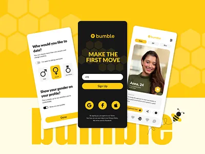 Bumble UI Redesign app bumble design digitaldesign graphic design pro productdesign redesign ui uiux userinterface