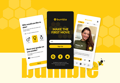 Bumble UI Redesign app bumble design digitaldesign graphic design pro productdesign redesign ui uiux userinterface