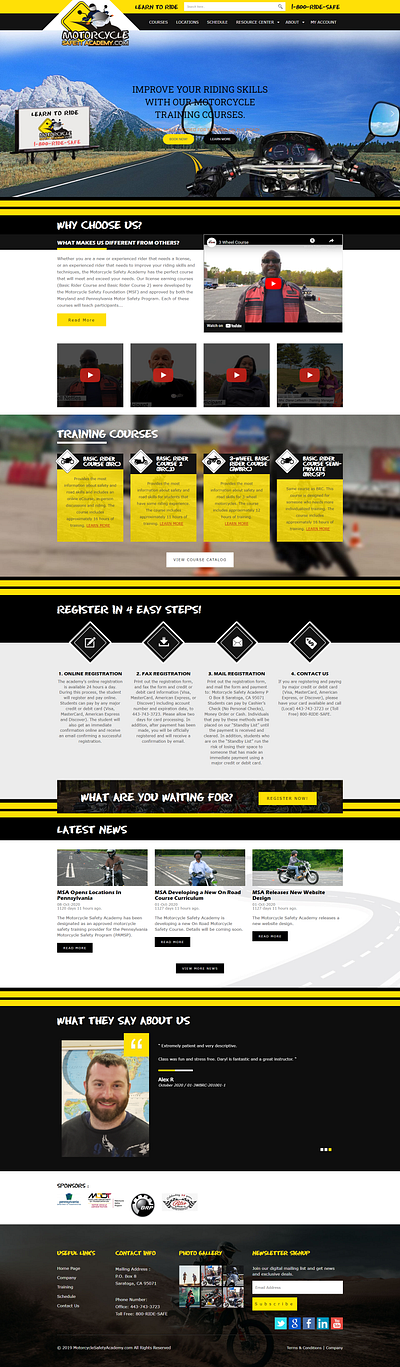 Motorcycle Safety Academy animation bootstrap css scss ux web development