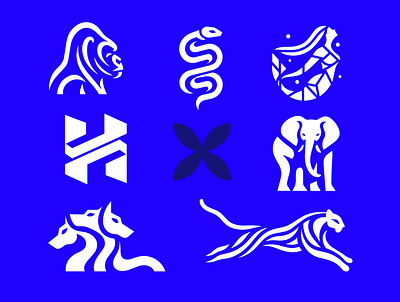 COLLECTION branding cerberus design elefant elephant gorilla graphic design h icon identity illustration logo marks mermaid snake symbol tiger ui x