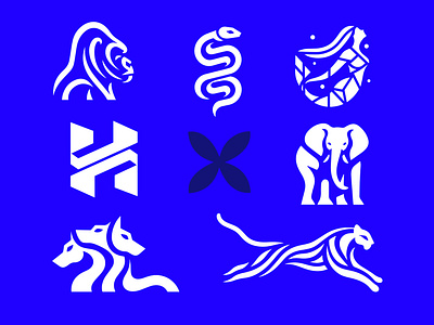 COLLECTION branding cerberus design elefant elephant gorilla graphic design h icon identity illustration logo marks mermaid snake symbol tiger ui x