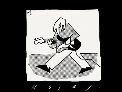 Kurt Cobain abstract black and white character doodle geometric grunge guitar halftone illustration kurt cobain line art lineart minimal music nirvana procreate punk simple