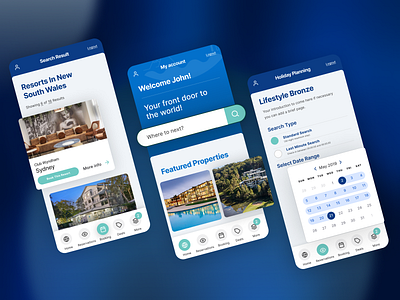 Club Wyndham - Booking App app design exclusivedeals graphic design holidayapp logo memberbenefits mobile resortbooking resortexperience travelapp travelexclusives travelperks ui userfriendly ux vacationapp vacationbooking vacationrewards wyndhamvacation