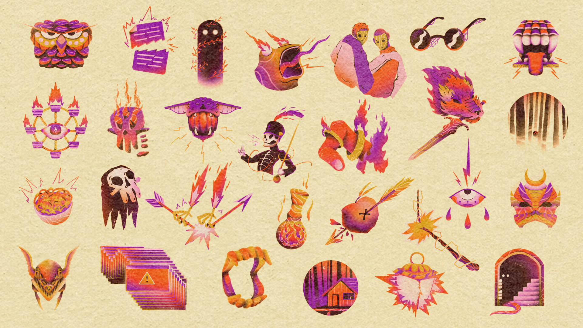 Fright-Fall 2023 Sticker Collection arrow eye frog gradient graphic design halloween illustration inktober lamp retro skull sticker sticker pack texture vampire vintage