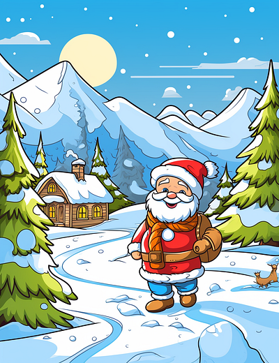 Christmas Santa Coloring Pages for Kids 1