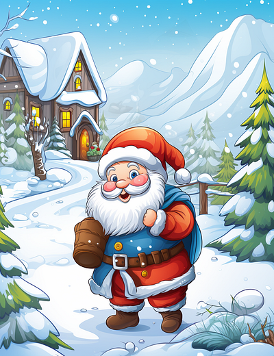 Christmas Santa Coloring Pages for Kids 2