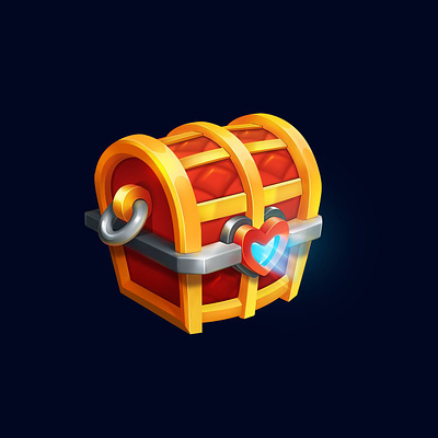 Gold Chest of love 2d 2d art blender casual chest chest icon chest props gold chest love chest love icon metal chest red chest ui valentine chest valentine icons