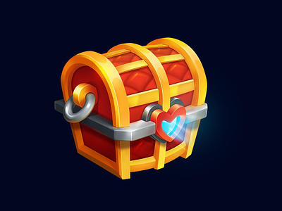 Gold Chest of love 2d 2d art blender casual chest chest icon chest props gold chest love chest love icon metal chest red chest ui valentine chest valentine icons