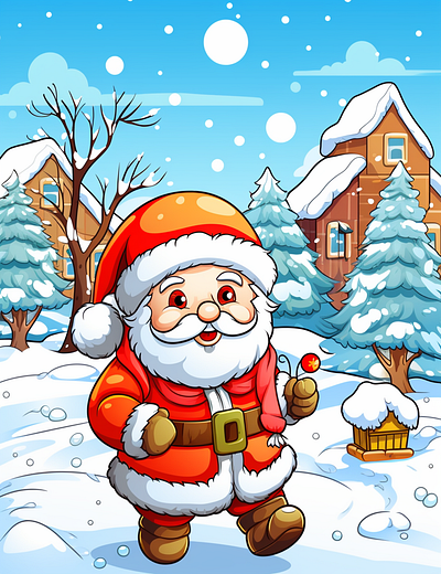 Christmas Santa Coloring Pages for Kids 4