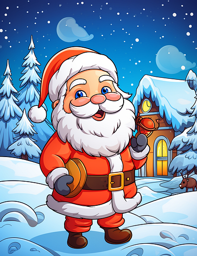 Christmas Santa Coloring Pages for Kids 10