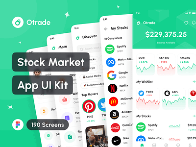 Otrade - Stock Trading, Stock Market App UI Kit app app design application design design system finance app fintech app interface investment app mobile mockup portfolio stock app stock exchange app stock market app stock trading app ui ui design ui kit uiux