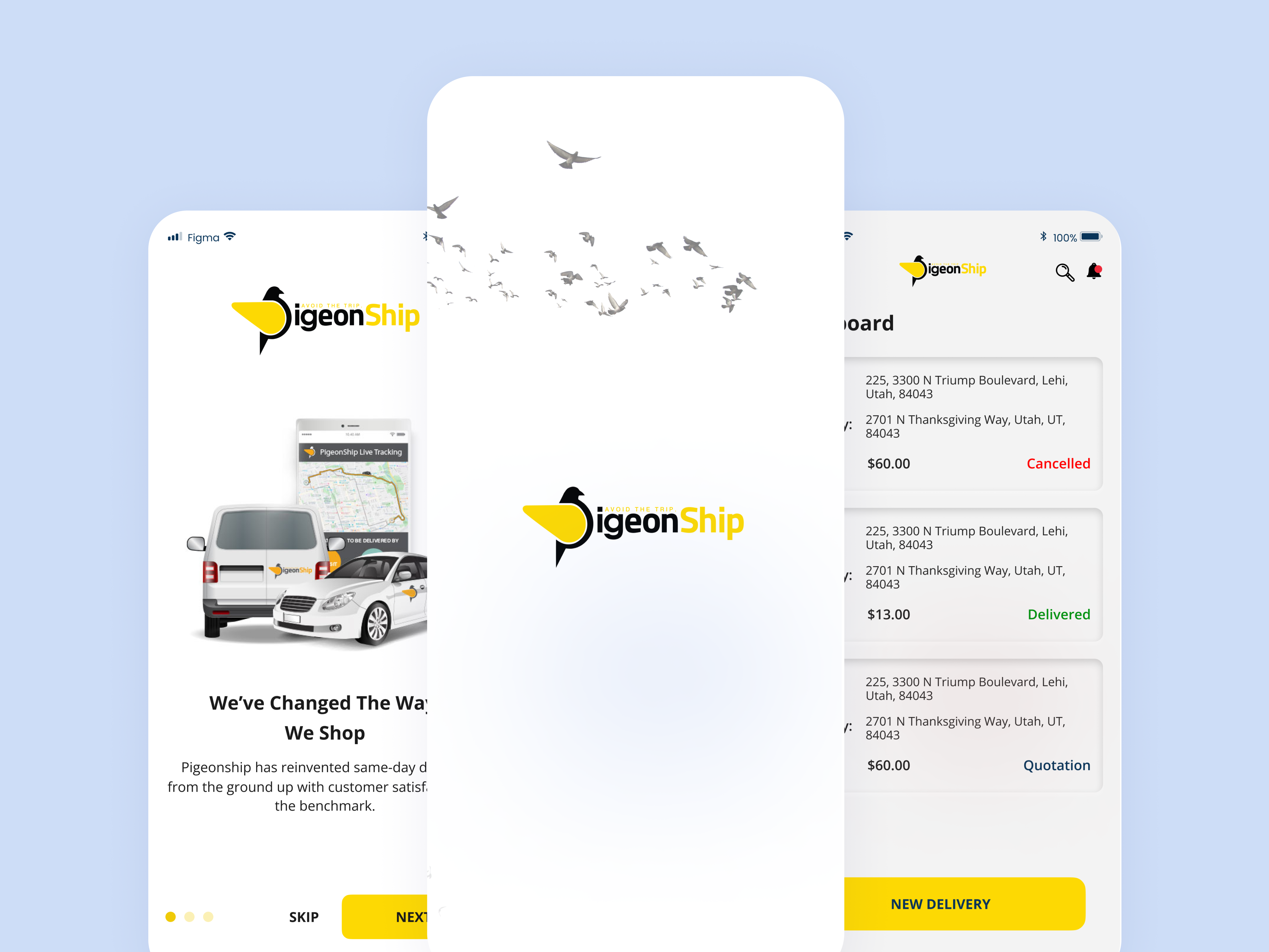 PigeonShip App UX/UI Design appdesign behance branding casestudy design dribbble ecommerce figma graphic design interfaces mobileappdesign mockups pigeonship ui ux